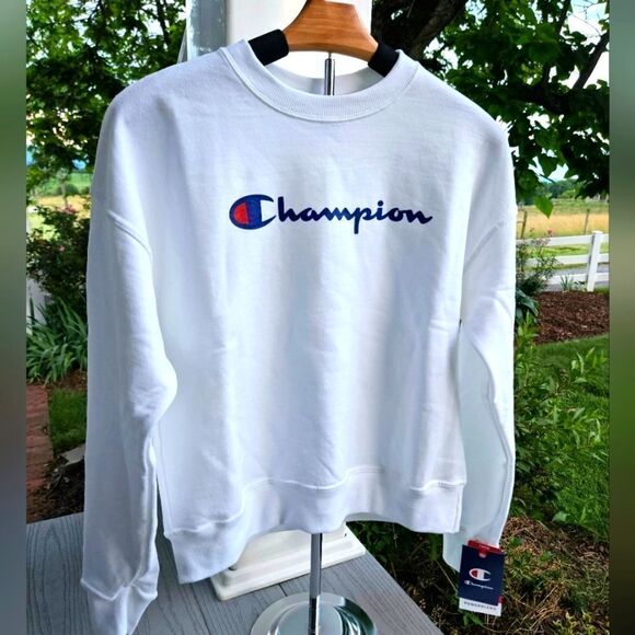 Champion Powerblend BF Graphic Crew women's sweatshirt NEW W TAGS XS - Picture 1 of 14